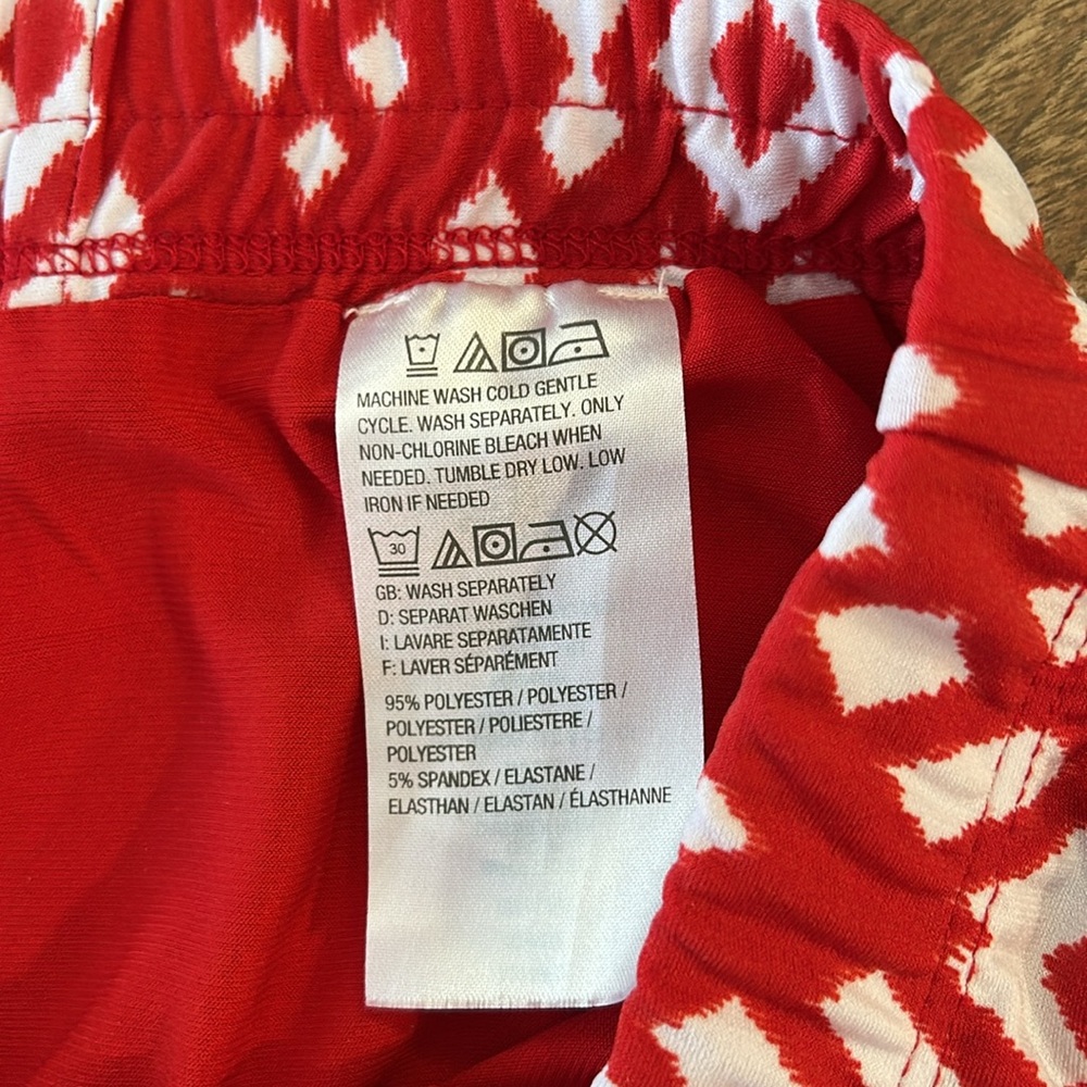 SUSAN GRAVER Liquid Knit Red White Print Straight Pull-On Skort Skirt sz M - Picture 6 of 7